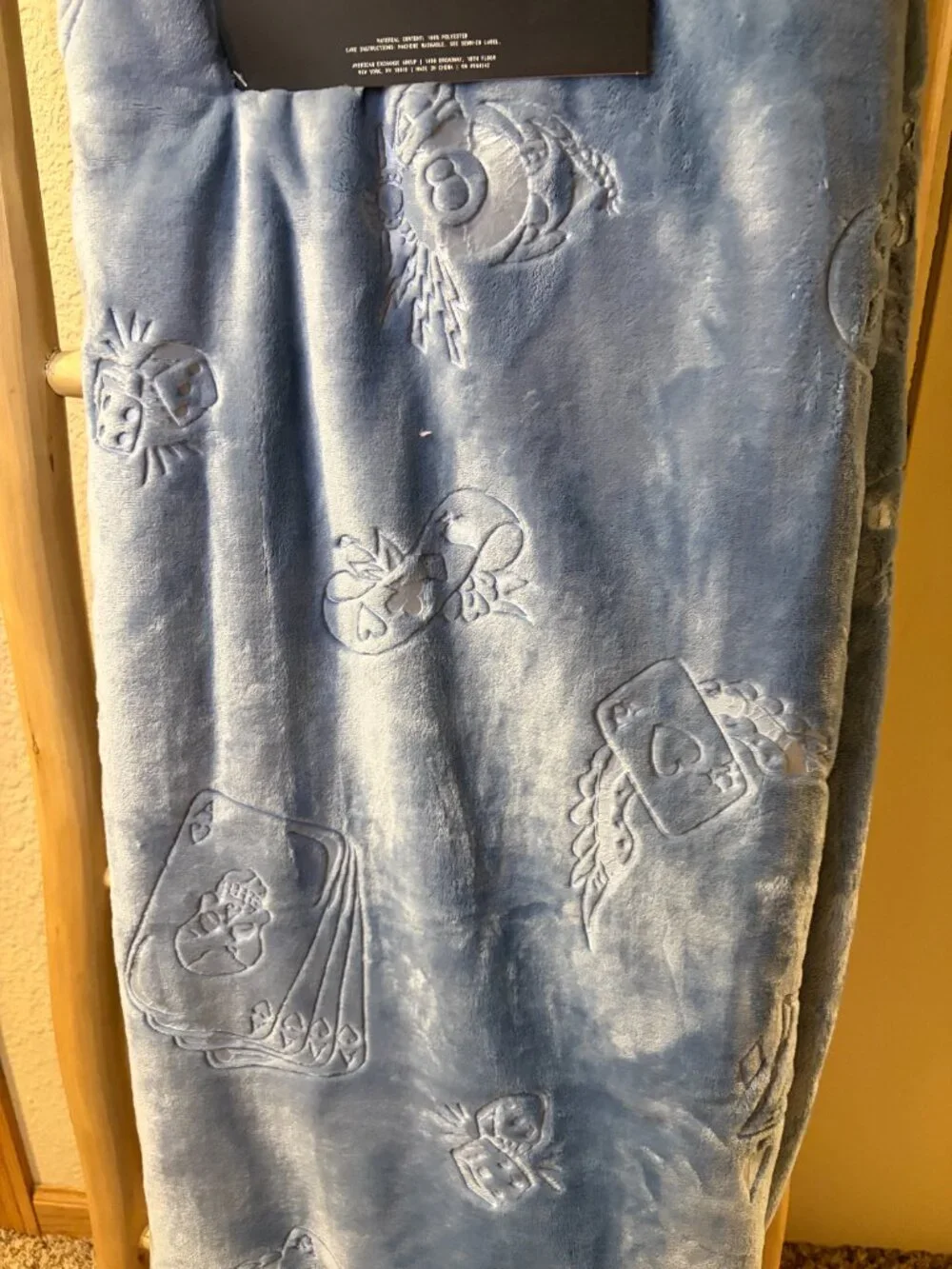 Ed Hardy Blue Embossed Plush Blanket Full Queen 90x90 NWT Y2K